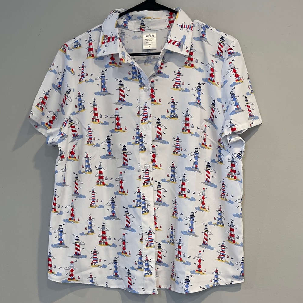 EUC Blair Men's Lighthouse Print Shirt Size Medium